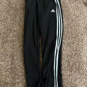 Adidas Kids Black Joggers with White Stripes